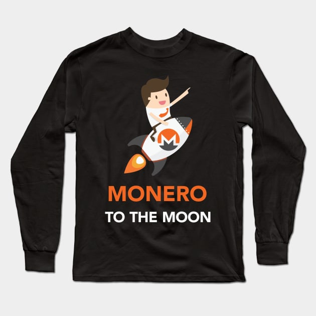 Monero Coin To The Moon - Monero Cryptocurrency Long Sleeve T-Shirt by vladocar